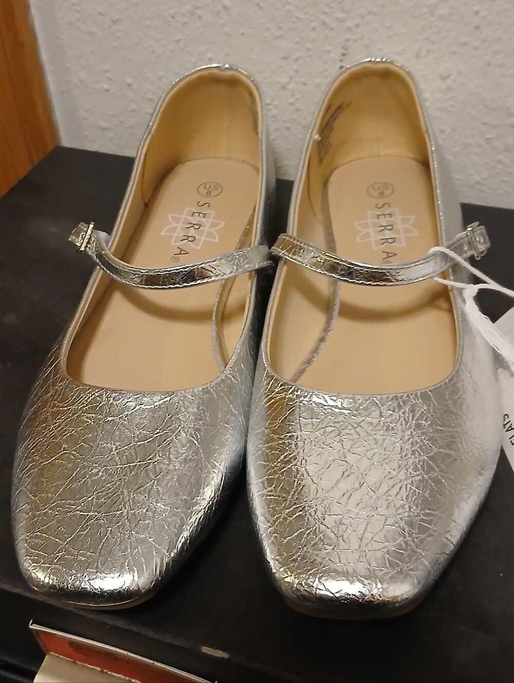 SERRA Silver Metallic Mary Jane Flats Women’s Size 8 NWT